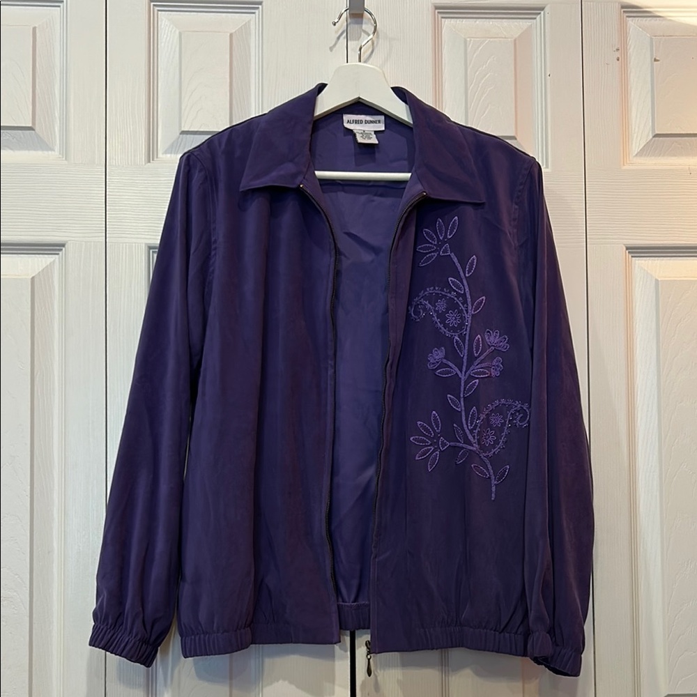 Vintage Alfred Dunner Embroidered Purple Zip-Up Jacket